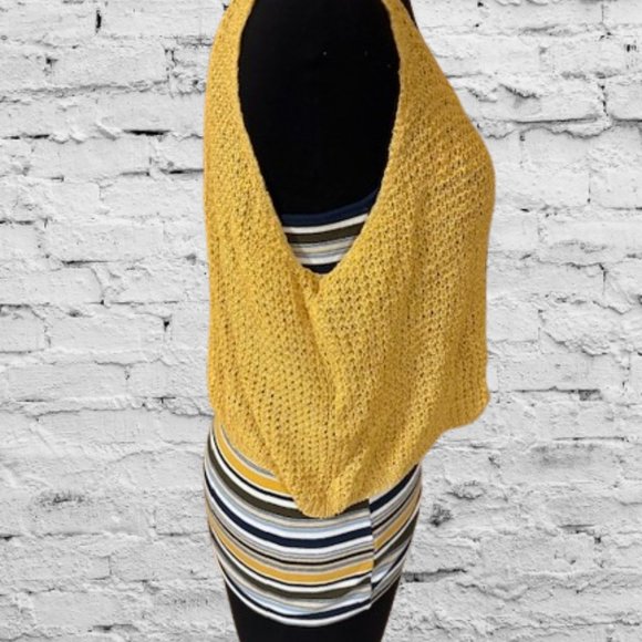 Yellow Open Knit Crochet Tank Top  4132  NWT Boutique - Picture 3 of 8